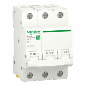 Schneider R9F32306 | Miniature circuit breaker (MCB), Resi9, 3P, 6A, C curve, 4500A (IEC/EN 60898-1)
