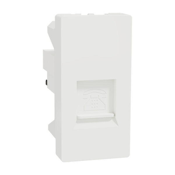 Schneider M3TB1_RJ4M | Telephone Outlet, Miluz E, 6 Pin, 4 Wire, mechanism with shutter, white