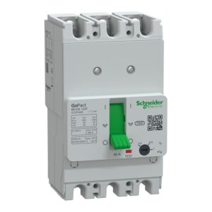 Schneider G12F3A80 | Circuit breaker, GoPact MCCB 125, 3 poles, 30kA at 415VAC, 80A rating, TMD trip unit, adjustable thermal protection
