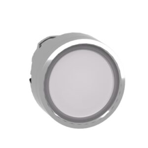 Schneider ZB4BA18 | Illuminated push button head, metal, flush, white, Ø22, spring return, integral LED, for insertion legend, unmarked