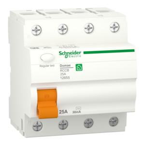 Schneider 12655 | Residual current circuit breaker, Domae, 4P, 25 A, AC type, 30 mA