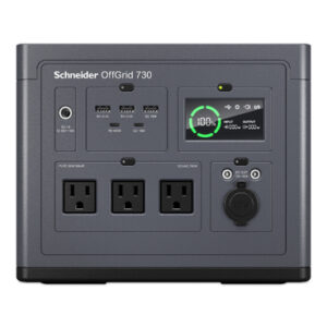 PPS730 | Schneider OffGrid Portable Power Station 730, 700W, 120V, 738Wh Lithium-ion, LCD, 3 NEMA, Sinewave, 3 USB-A, 2 USB-C, Wireless Charger