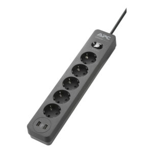 Schneider PME5U2B-GR | APC Essential SurgeArrest 5 Outlet 2 USB Ports Black 230V Germany