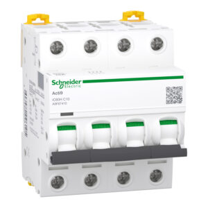 Schneider A9F87410 | Miniature circuit-breaker, Acti9 iC60H, 4P, 10 A, C curve, 10000 A (IEC 60898-1), 15 kA (IEC 60947-2)