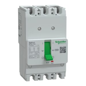 Schneider G12E3F80 | Circuit breaker, GoPact MCCB 125, 3 poles, 15kA at 415VAC, 80A rating, TMD trip unit, fixed thermal protection