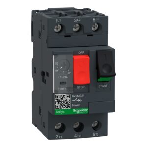 Schneider GV2ME21 | Motor circuit breaker, TeSys GV2, 3P, 17-23 A, thermal magnetic, screw clamp terminals
