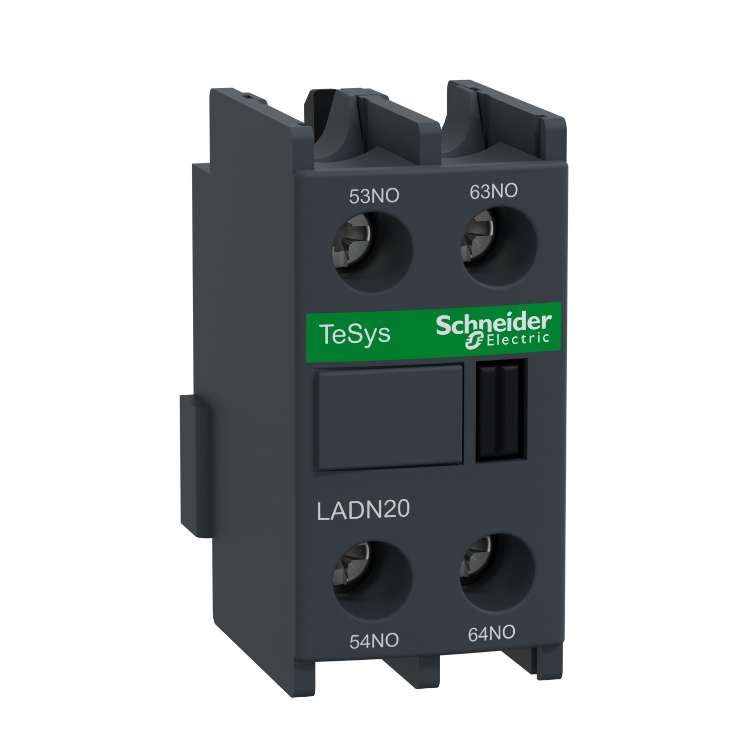 LADN20.jpg Schneider LADN20 TeSys | Auxiliary contact block, TeSys D, 2NO, front mounting, screw terminals