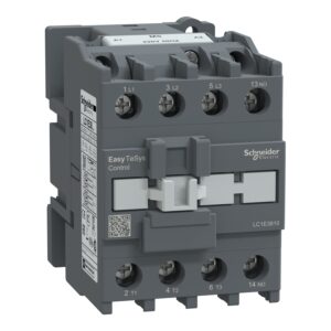Schneider LC1E3810M5 | Contactor,Easy TeSys Control,LC1E,3P(3NO),AC-3/AC-3e,<=440V,38A,220V AC coil,50Hz,1NO auxiliary contact