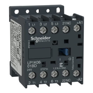 Schneider LP1K0601BD | TeSys K contactor – 3P – AC-3 <= 440 V 6 A – 1 NC aux. – 24 V DC coil