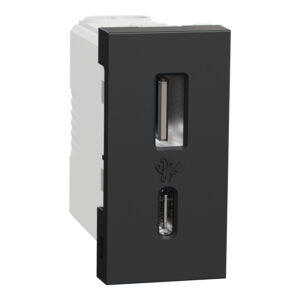 Schneider NU301654 | USB charger, New Unica, 1 module, type A+C, 12W, anthracite