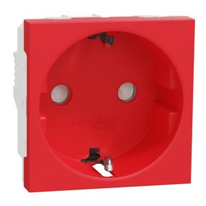 Schneider NU303703 | Socket-outlet, New Unica, 2P+E, 16A, Schuko, with shutter, antibacterial, red