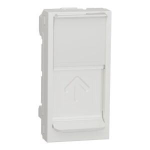 Schneider NU941018 | Central plate, New Unica, 1 x RJ45, SOne, 1 m, straight, shutter, white