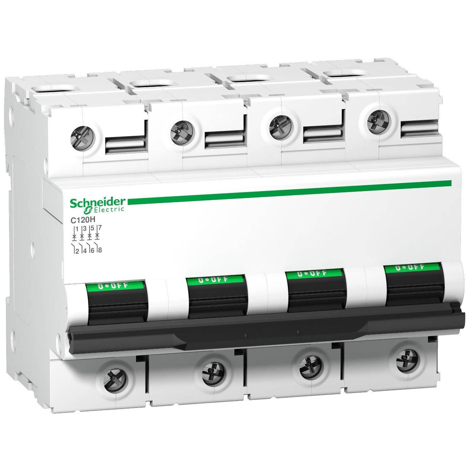 PB107922_1500-1.jpg Schneider A9N18479 | Miniature circuit-breaker, Acti9 C120H, 4P, 80 A, C curve, 15000 A (IEC 60898-1), 15 kA (IEC 60947-2)