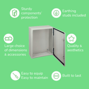 Schneider NSYCRN325200 | Spacial CRN plain door w/o mount.plate. H300xW250xD200 IP66 IK10 RAL7035