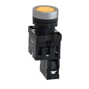 Schneider XA2EW35M1 Harmony | Yellow flush complete illum push-button – Ø22 – flush – 220V AC – 1NO