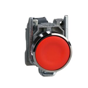 Schneider XB4BA42 Harmony | Push button, metal, flush, red, Ø22, spring return, unmarked, 1NC