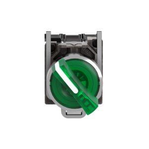 Schneider XB4BK123M5 Harmony | Illuminated selector switch, metal, green, Ø22, 2 positions, stay put, 230…240 V AC, 1 NO + 1 NC