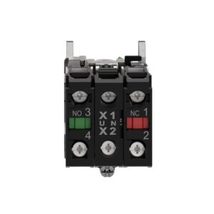Schneider XB4BK123M5 Harmony | Illuminated selector switch, metal, green, Ø22, 2 positions, stay put, 230…240 V AC, 1 NO + 1 NC