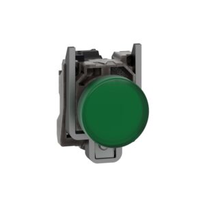 Schneider XB4BVM3 Harmon | Pilot light, metal, green, Ø22, plain lens with integral LED, 230…240 VAC