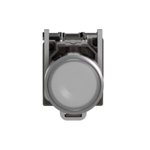 Schneider XB4BW31M5 Harmony | Illuminated push button, metal, flush, white, Ø22, spring return, 230…240 V AC, 1 NO + 1 NC
