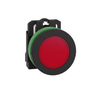 Schneider XB5FVM4 | Pilot light flush mounted, plastic, red, Ø30, plain lens with integral LED, 230…240 V AC