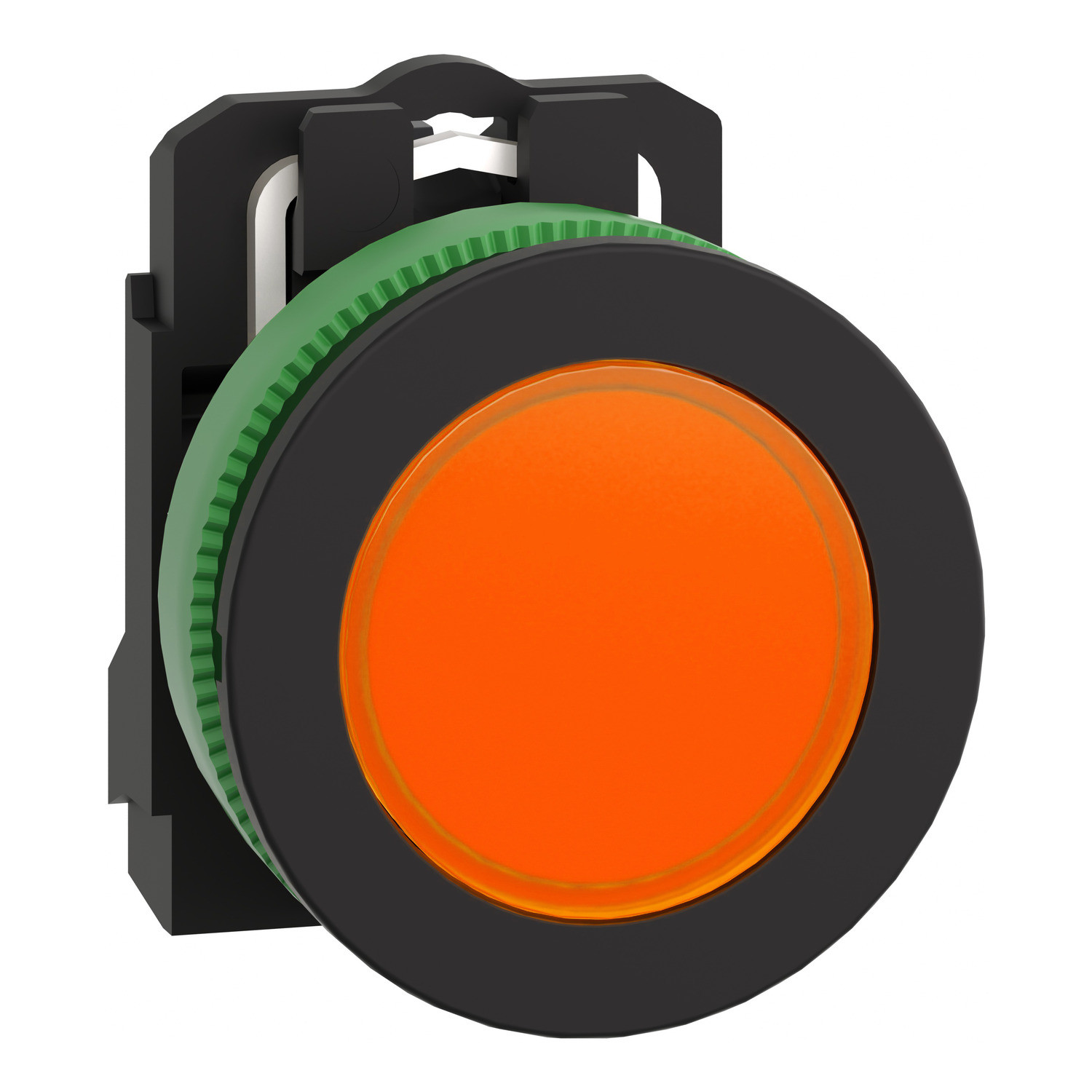 Schneider XB5FVM5 | Pilot light flush mounted, plastic, orange, Ø30, plain lens with integral LED, 230…240 V AC