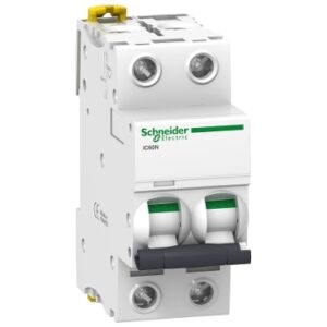 Schneider A9F74201 | Miniature circuit breaker (MCB), Acti9 iC60N, 2P, 1A, C curve, 6000A (IEC/EN 60898-1), 50kA (IEC/EN 60947-2)